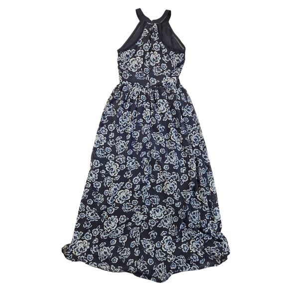 Anthropologie Doe & Rae Maxi Dress Size Small Navy Blue Floral Sleeveless Lace - Picture 1 of 10